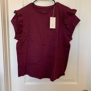 A New Day Flutter Short Sleeve Ruffle Top